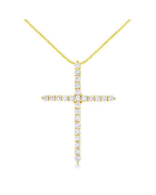 Haus of Brilliance Metallic 10K 2.0 Cttw Round Brilliant Cut Diamond Cross Pendant Necklace With Box Chain (J-K Color, I2-I3 Clarity)