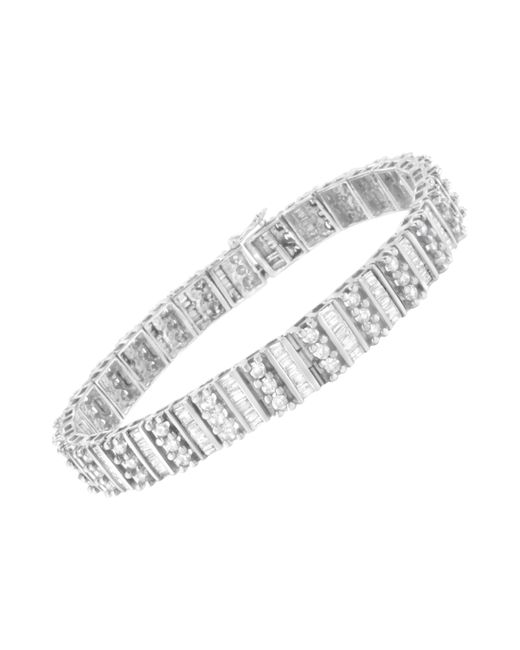 Haus of Brilliance Metallic 14K 4 7/8 Cttw Baguette & Round Brilliant-Cut Diamond Channel- & Prong-Set Tennis Bracelet (I-J Color, I1-I2 Clarity)