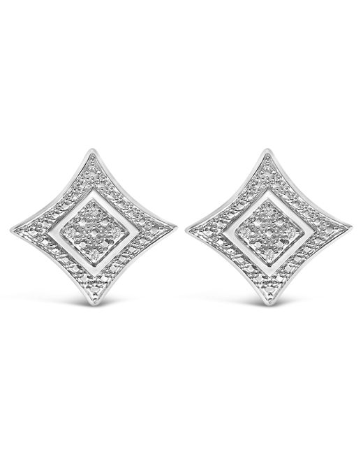 Haus of Brilliance Metallic 925 Sterling Diamond Accented 4-Stone Four Pointed Star Shaped Halo-Style Stud Earrings (H-I Color, I2-I3 Clarity)