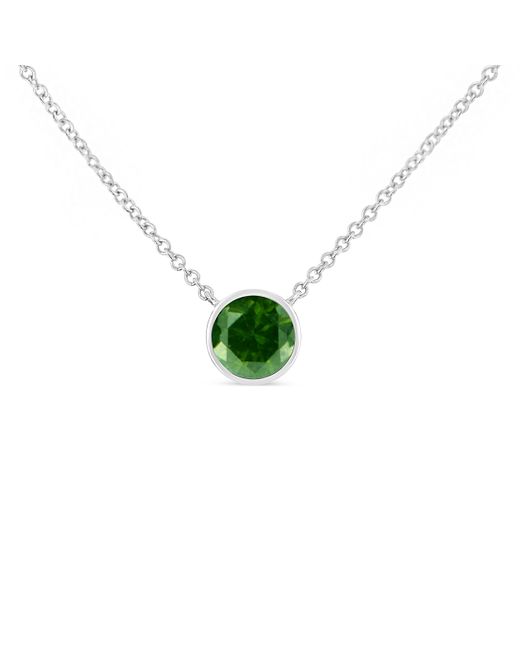 Haus of Brilliance Metallic 925 Sterling 1/5 Cttw Bezel Set Solitaire Treated Diamond 18" Pendant Necklace (Treated Color, I2-I3 Clarity)