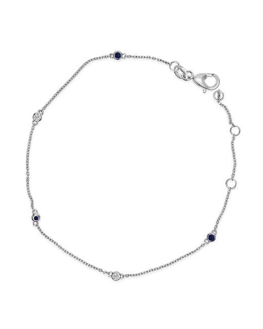 Haus of Brilliance Metallic 14K Alternating Sapphire And Diamond Bezel Station Chain Bracelet