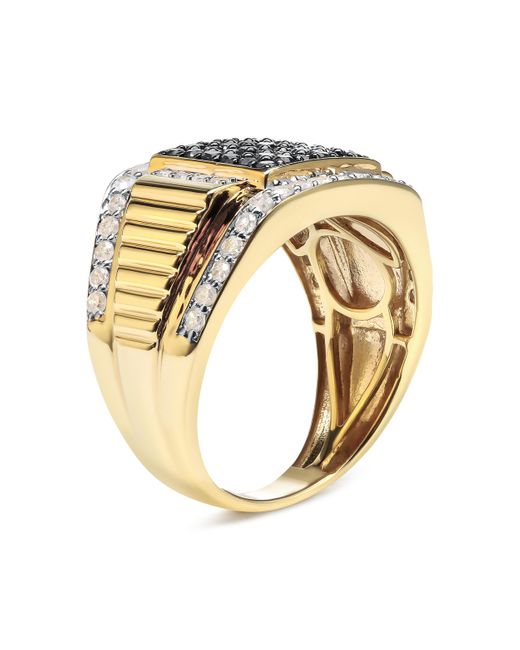 Haus of Brilliance Metallic 14K Plated .925 Sterling 1 1/2 Cttw And Treated Diamond Cluster Ring I-J Color, I2-I3 Clarity) for men