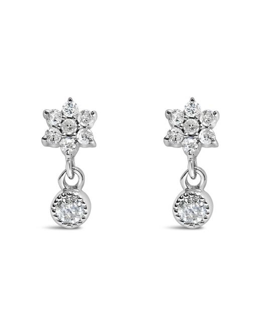 Haus of Brilliance Metallic 925 Sterling 1/10 Cttw Diamond Star Stud With Bezel Drop Dangle Earrings (I-J Color, I2-I3 Clarity)