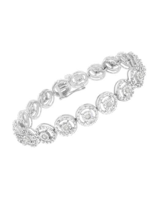 Haus of Brilliance Metallic 925 Sterling 1.0 Cttw Diamond Nested Circle Miracle Set Open Wheel 7" Fashion Link Bracelet (I-J Color, I3 Clarity)