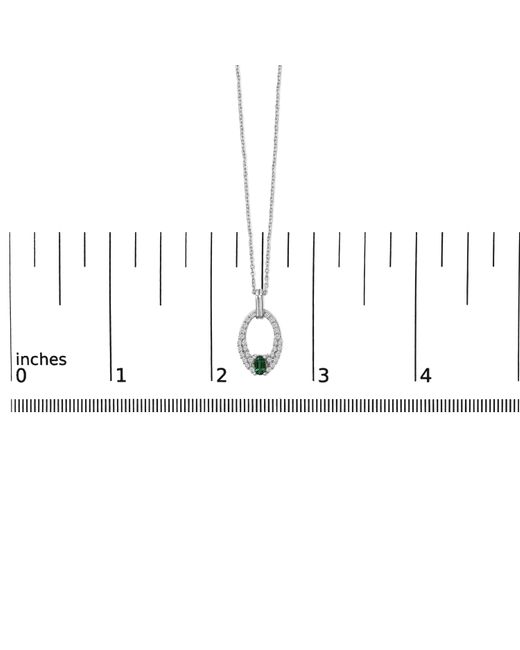 Haus of Brilliance Metallic 925 Sterling Created Emerald And Sapphire Oval Shaped Pendant Necklace