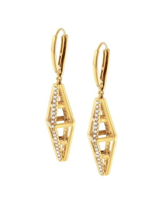 Haus of Brilliance Metallic 14K 5/8 Cttw Diamond Geometrical Pillar Drop And Dangle Earrings (G-H Color, Si1-Si2 Clarity)