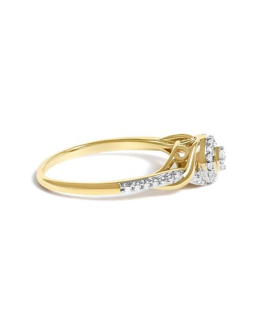 Haus of Brilliance White 10K 1/10 Cttw Diamond Swirl And Halo Promise Ring (I-J Color, I3 Clarity)