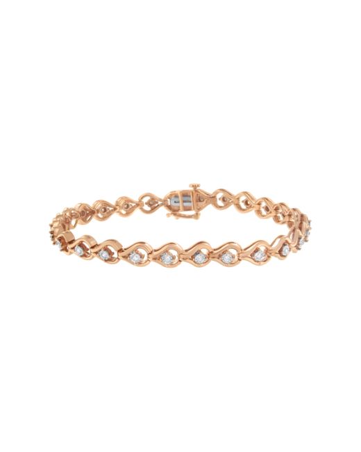 Haus of Brilliance Pink Over .925 Sterling 1/4 Cttw Diamond Miracle-Set Teardrop Shaped 7” Link Bracelet (I-J Color, I3 Clarity)