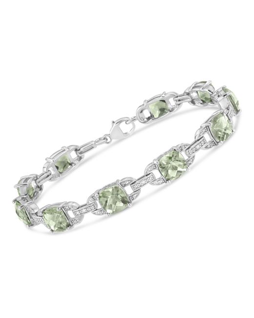 Haus of Brilliance Metallic 925 Sterling 7X7 Mm Cushion Cut Amethyst And 1/20 Cttw Round Cut Diamond Fashion Tennis Bracelet (I-J Color, I1-I2 Clarity)