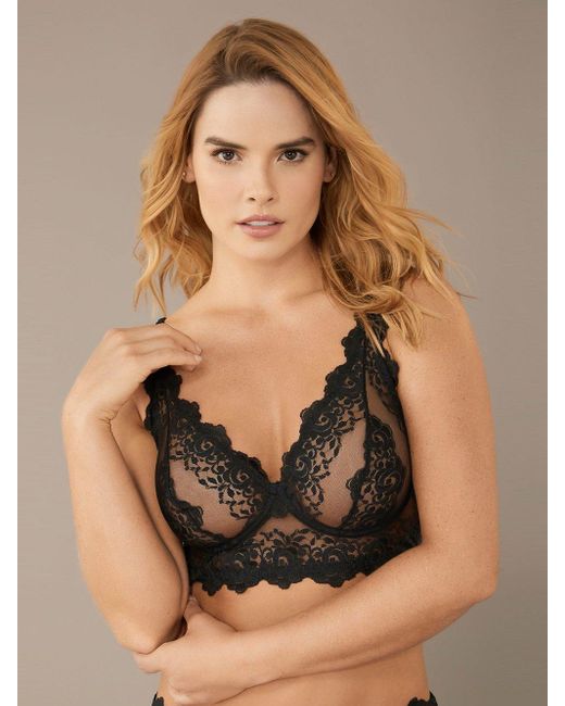Leonisa Sheer Lace Bustier Bralette With Underwire in Black | Lyst UK