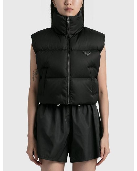 Prada Synthetic Renylon Puffer Vest in Black Lyst