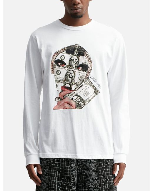 Fucking Awesome Money Face Long Sleeve T-shirt in White for Men