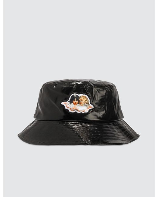 black vinyl bucket hat