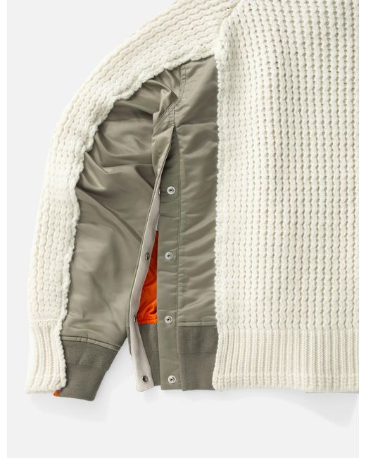 Sacai Nylon Twill Mix Knit Blouson in Natural for Men | Lyst Canada