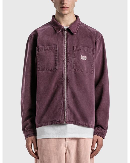 Stussy Washed Canvas Zip Shirt in Purple for Men | Lyst Canada