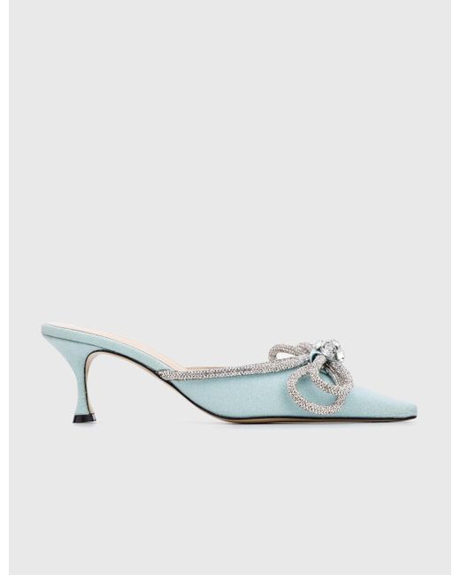 Mach & Mach Double Bow Satin Mule in Blue | Lyst Canada