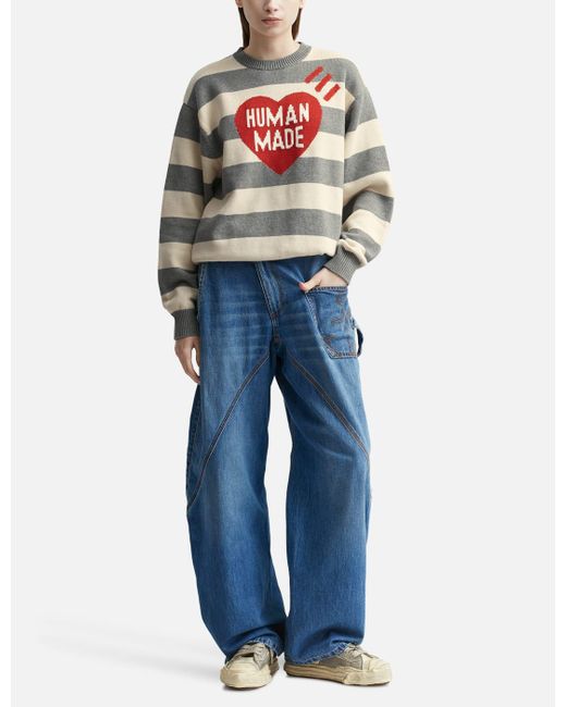 Human Made Striped Heart Knit Sweater in Grey | Lyst Canada