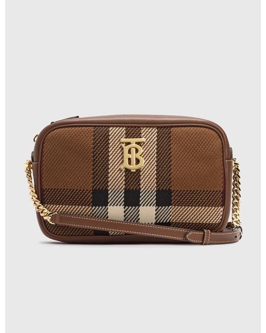 Burberry Leather Small Knitted Check Lola Camera Bag in Brown Lyst