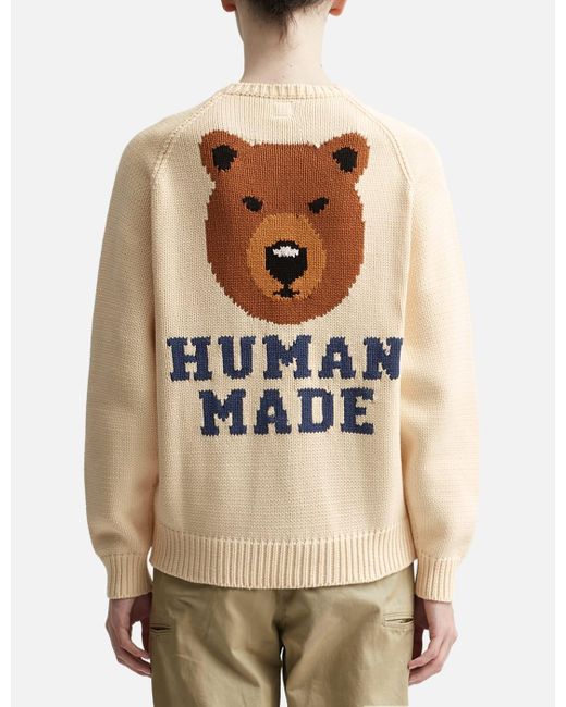 Human Made Bear Raglan Knit Sweater in Natural for Men | Lyst Canada