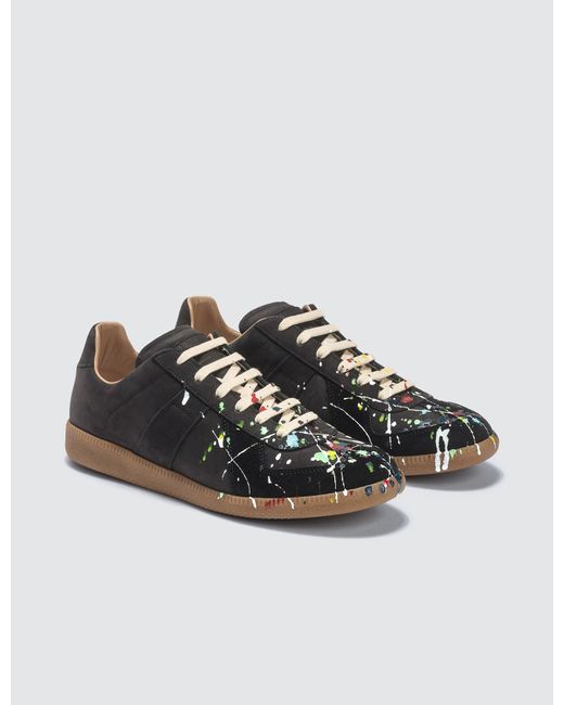 Maison Margiela Leather Hand-painted Replica Sneakers in Black for Men ...