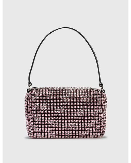 Alexander Wang Leather Heiress Pouch In Rhinestone Mesh in Pink - Lyst