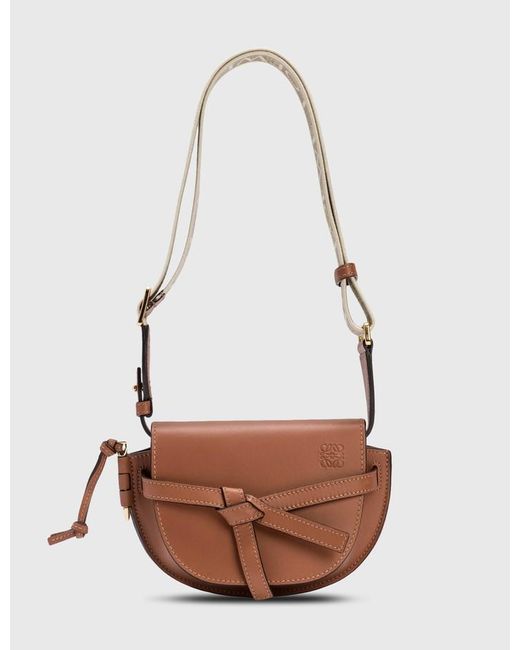 Loewe Leather Mini Gate Dual Bag in Brown Lyst