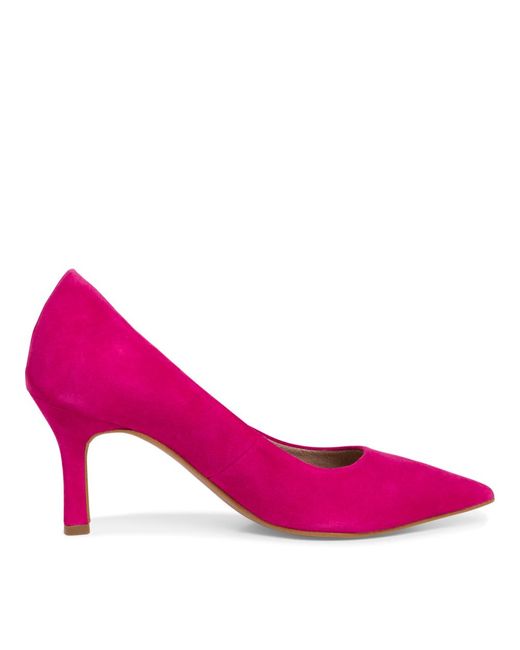 Tamaris Zoe Fuchsia Pink Suede Court Shoe | Lyst UK