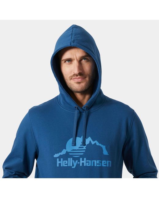 Helly Hansen Blue Nord Graphic Pull Over Hoodie for men