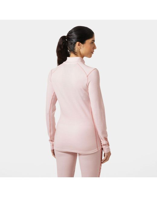 Helly Hansen Pink Lifa Merino Midweight Graphic 1/2 Zip Base Layer