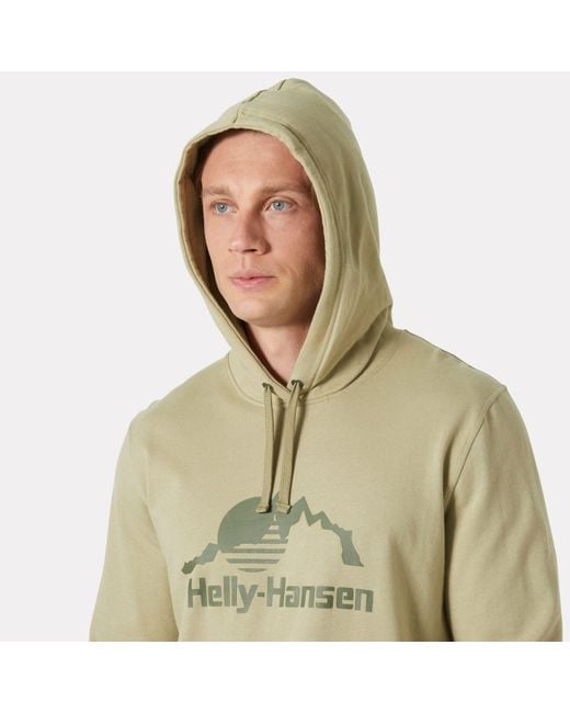Helly Hansen Green Nord Graphic Pull Over Hoodie for men