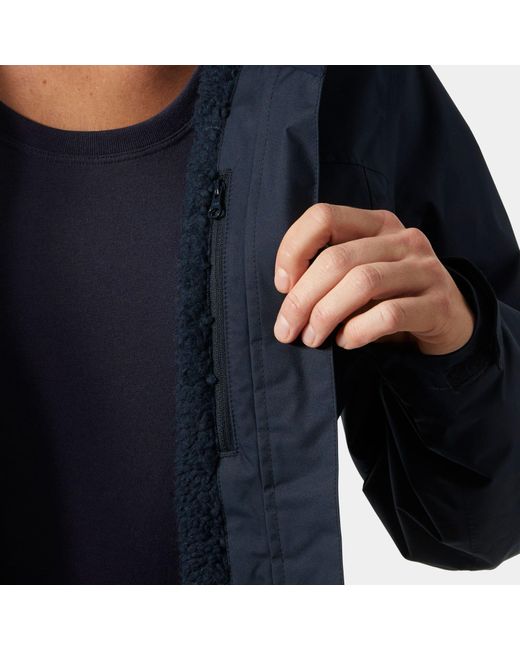 Crew Hooded Pile Jacket Helly Hansen de color Blue