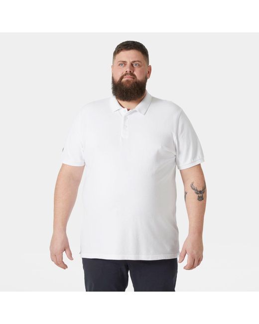 Helly Hansen White Crew Cotton Pique Quick-Dry Polo Shirt for men