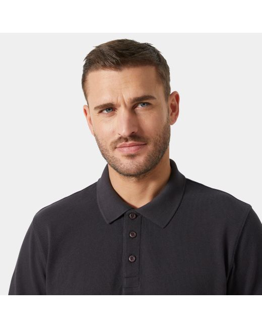 Helly Hansen Black Crew Cotton Pique Quick-Dry Polo Shirt