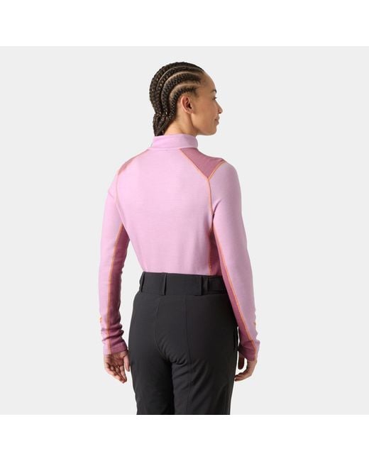 Helly Hansen Red Lifa Merino Midweight 1/2 Zip Base Layer