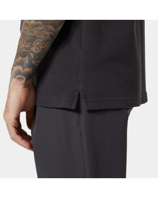 Helly Hansen Black Crew Cotton Pique Quick-Dry Polo Shirt