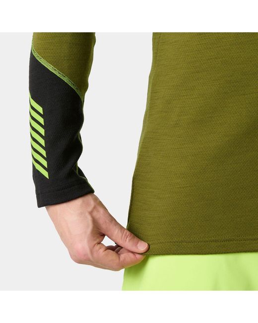 Helly Hansen Green Lifa Merino Midweight 1/2 Zip Base Layer for men