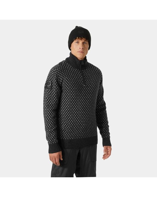 Helly Hansen Black Arctic Ocean Icelander Wool Knit Half-zip Sweater for men