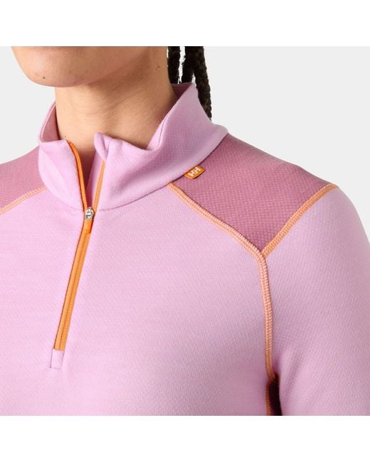Helly Hansen Red Lifa Merino Midweight 1/2 Zip Base Layer