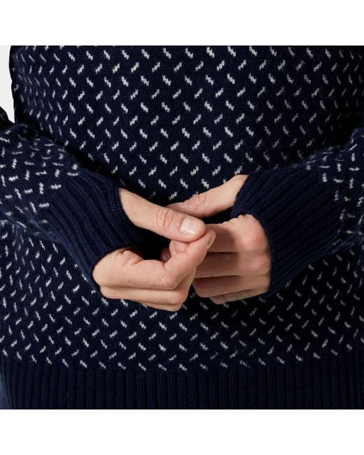 Helly Hansen Blue Men's Arctic Ocean Icelander Wool Knit Half-zip Sweater Mens for men