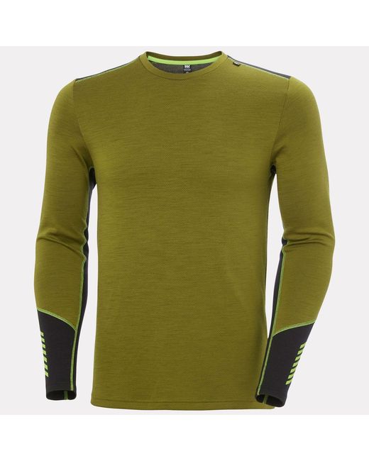 Lifa Merino Midweight Crew Base Layer Verde di Helly Hansen in Green da Uomo