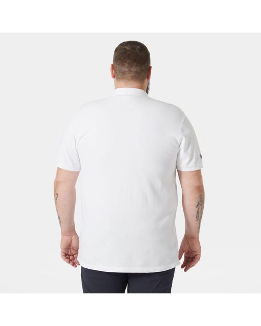 Helly Hansen White Crew Cotton Pique Quick-Dry Polo Shirt for men