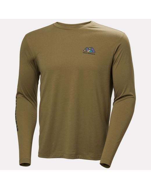 Helly Hansen Green Skog Graphic Long Sleeve Tee for men