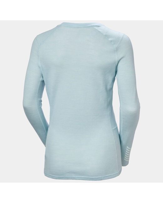 Helly Hansen Blue Lifa Merino Midweight Graphic Crew Base Layer