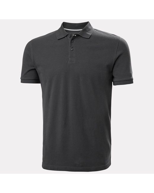 Helly Hansen Black Crew Cotton Pique Quick-Dry Polo Shirt