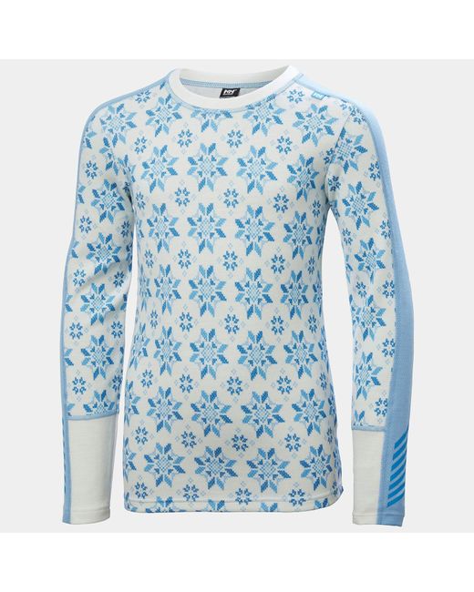 Juniors' Graphic Lifa Merino Base Layer Set Blu di Helly Hansen in Blue