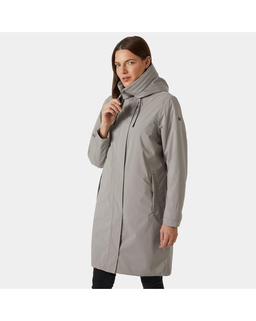 Helly Hansen Gray Victoria Insulated Rain Coat With Hood