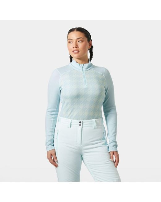 Helly Hansen Blue Lifa Merino Midweight Graphic 1/2 Zip Base Layer