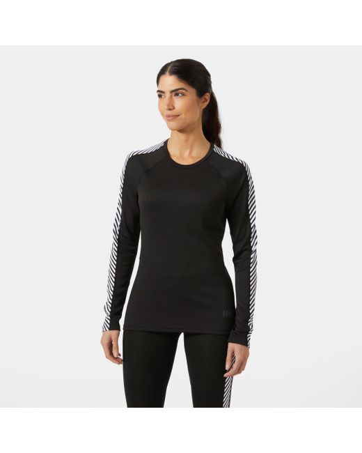 Helly Hansen Black Lifa Active Stripe Crew Baselayer Top
