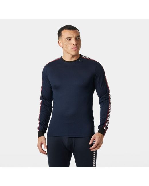 Helly Hansen Blue Hh Lifa Stripe Crew Ski Base Layer for men