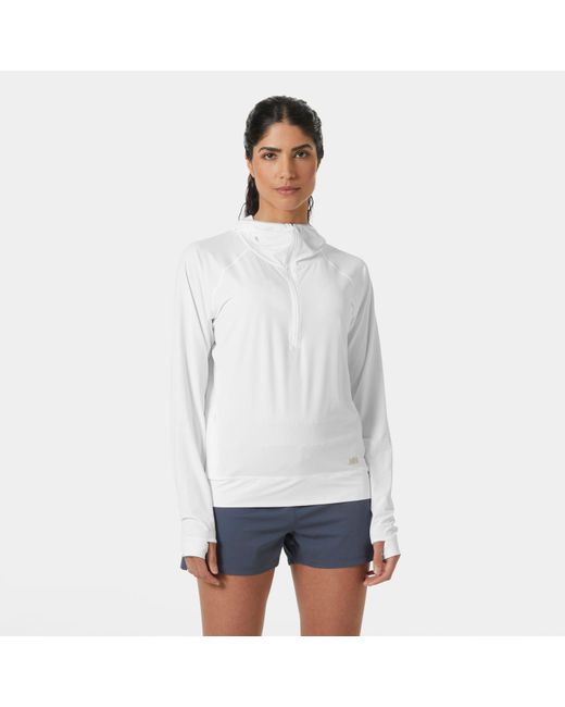 Helly Hansen White Shine Solen Half-Zip Sun Hoodie